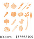 Simple illustrations of various vegetables and ingredients. 137668109