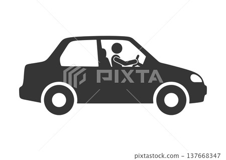 Silhouette icon of a person driving a car Silhouette icon of a person driving a car 137668347