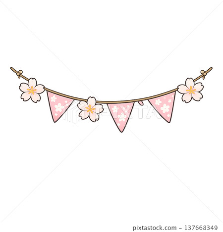 櫻花，賞櫻插畫素材 137668349