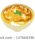 Simple illustration of katsudon (pork cutlet rice bowl). 137668396