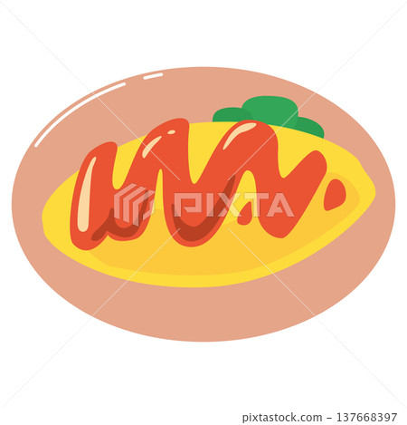 蛋包飯的簡單插圖素材 137668397