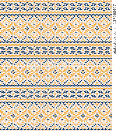 Yellow Fair Isle Knitted Pattern, Cozy Nordic Winter Texture Yellow Fair Isle Knitted Pattern, Cozy Nordic Winter Texture 137668407