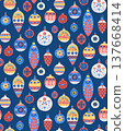 Scandinavian Christmas Ornament Pattern Festive Folk Art Seamless Background 137668414
