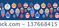 Scandinavian Christmas Ornament Pattern Festive Folk Art Seamless Background 137668415