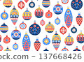 Scandinavian Christmas Ornament Pattern Festive Folk Art Seamless Background 137668426