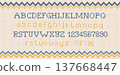 Knitted Alphabet on White Fair Isle Pattern Cozy Winter Font Vector 137668447
