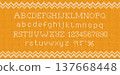 Knitted Alphabet on Yellow Fair Isle Pattern Cozy Winter Font Vector 137668448