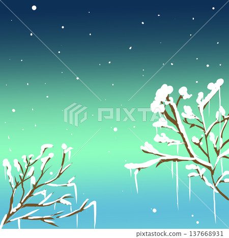 插圖背景 1:白雪皚皚的冬夜,樹枝上覆蓋著積雪。 插圖背景 1:白雪皚皚的冬夜,樹枝上覆蓋著積雪。 137668931