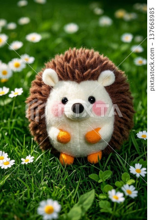 草地上的刺猬毛绒玩具 草地上的刺猬毛绒玩具 137668985