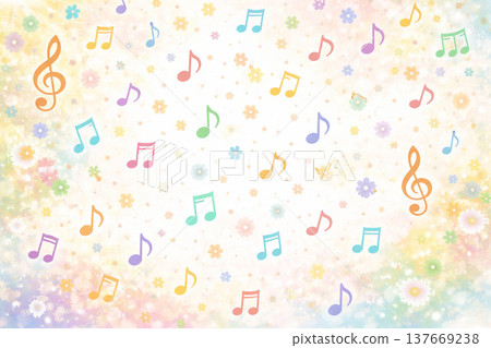 音樂系列：輕鬆愉快的背景，隨機散落著音符 137669238