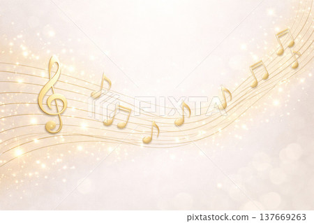 音樂系列：優雅的背景，飾以珍珠白和金色音符 137669263