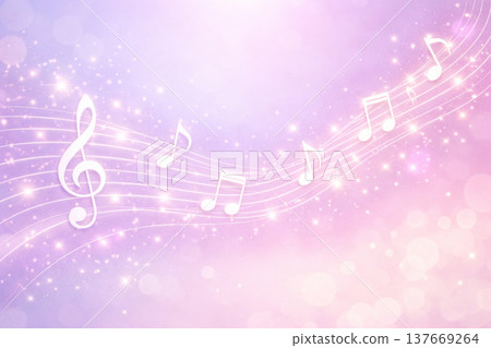 音樂系列：以淡紫色為背景，飾以透明音符的背景素材。 137669264