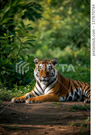 丛林中休憩的老虎 137670784