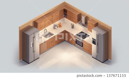 Isometric kitchen illustration 137671133