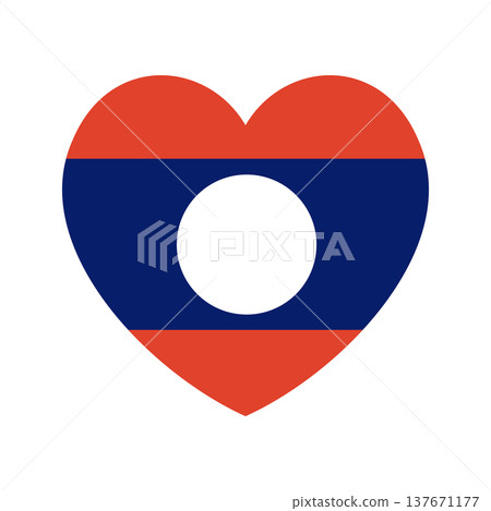 Flag of Laos icon in heart shape. Heart shaped flag Laos badge. National Laos flag sticker, button. 137671177