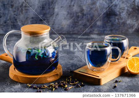 Organic blue tea Anchan. Organic blue tea Anchan. 137671366
