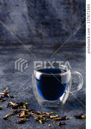 Organic blue tea Anchan. Organic blue tea Anchan. 137671369