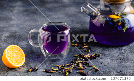 Organic blue tea Anchan. Organic blue tea Anchan. 137671373