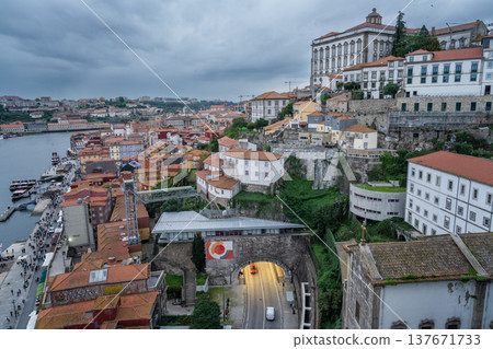 View from Dom Luis Bridge Overlooking Porto on Cloudy Day View from Dom Luis Bridge Overlooking Porto on Cloudy Day 137671733