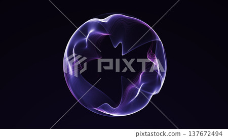 Abstract purple glowing energy sphere on dark background. Futuristic luminous orb with soft plasma flow, elegant sci fi light and digital abstract depth. 137672494