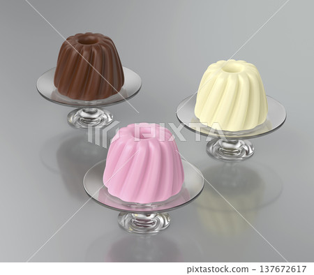 Puddings on glass plates 137672617