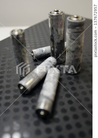 Oxidizing batteries isolated royalty free stock photo Oxidizing batteries isolated royalty free stock photo 137672957