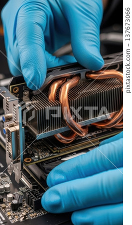 Installation of High-Performance AI GPU Accelerator Card into Server Chassis Installation of High-Performance AI GPU Accelerator Card into Server Chassis 137673066