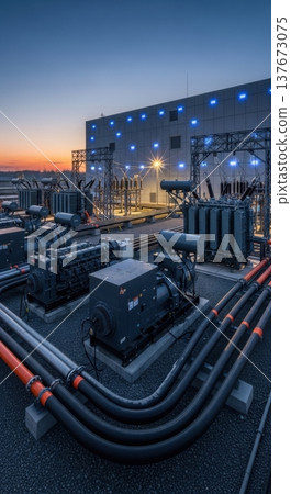 Massive Power Infrastructure and Generators for AI Data Center Facility Massive Power Infrastructure and Generators for AI Data Center Facility 137673075