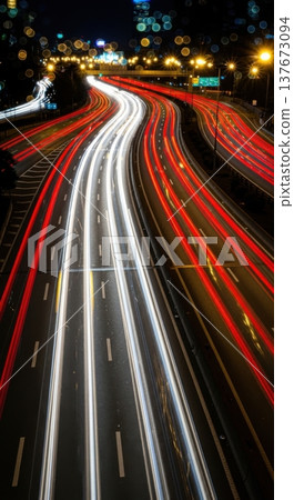 Abstract Blurred Night City Traffic Lights Long Exposure Abstract Blurred Night City Traffic Lights Long Exposure 137673094