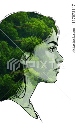 Double Exposure Woman Forest Nature Concept Portrait Double Exposure Woman Forest Nature Concept Portrait 137673147