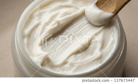 Thick Rich White Hair Repairing Mask Cream Swatch Texture Macro Thick Rich White Hair Repairing Mask Cream Swatch Texture Macro 137673447