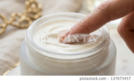 Thick Rich White Hair Repairing Mask Cream Swatch Texture Macro Thick Rich White Hair Repairing Mask Cream Swatch Texture Macro 137673457