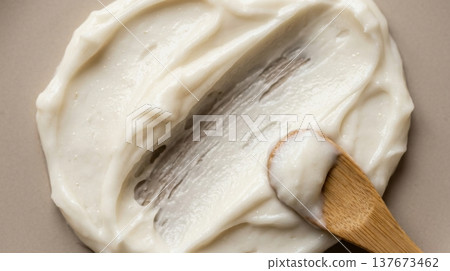 Thick Rich White Hair Repairing Mask Cream Swatch Texture Macro Thick Rich White Hair Repairing Mask Cream Swatch Texture Macro 137673462