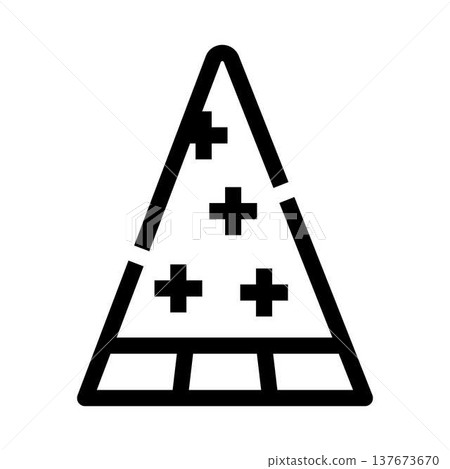 Pizza slice with toppings black line icon Pizza slice with toppings black line icon 137673670