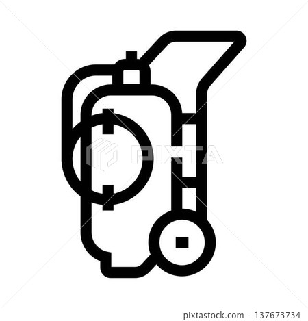Emergency fire extinguisher safety equipment illustration on wheels Emergency fire extinguisher safety equipment illustration on wheels 137673734