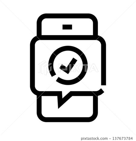 Smartphone receiving verification notification with check mark 137673784