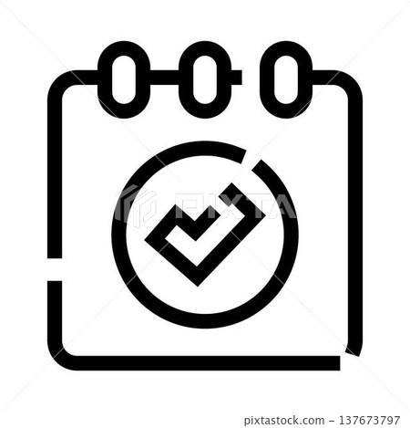 Calendar icon showing successful task completion and planning 137673797