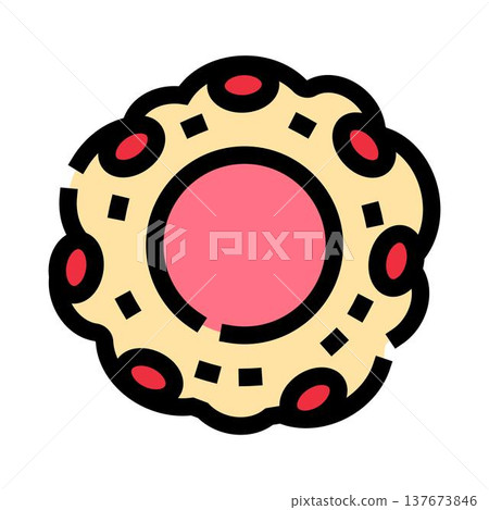 Cookie icon with red jam filling Cookie icon with red jam filling 137673846