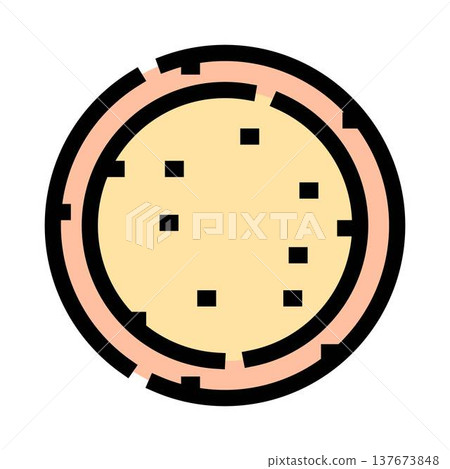 Round cookie with chocolate chips vector icon 137673848