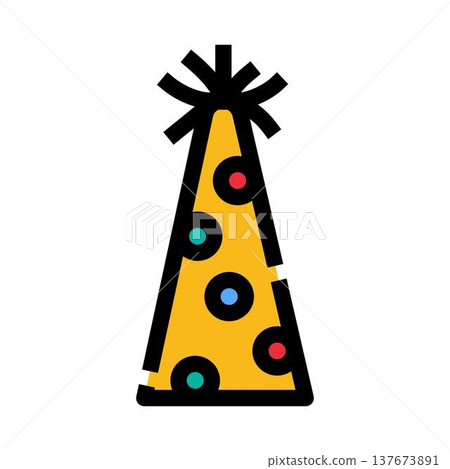Yellow party hat celebrating festive birthday event 137673891