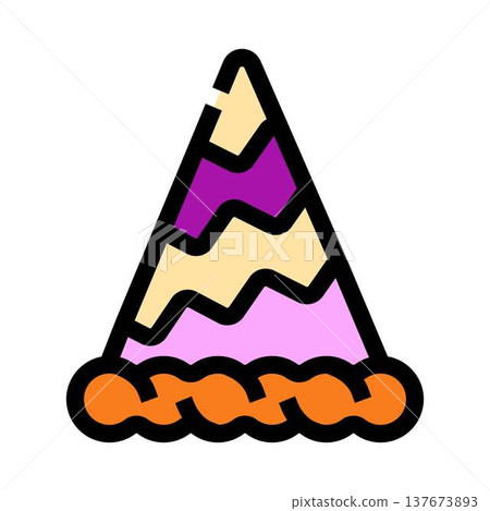 Colorful party hat celebrating festive birthday occasion Colorful party hat celebrating festive birthday occasion 137673893