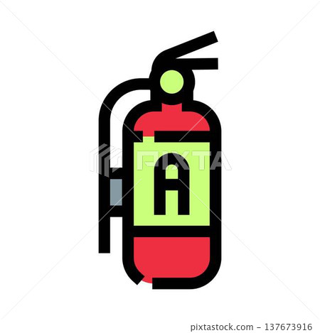Fire extinguisher icon providing emergency safety protection Fire extinguisher icon providing emergency safety protection 137673916