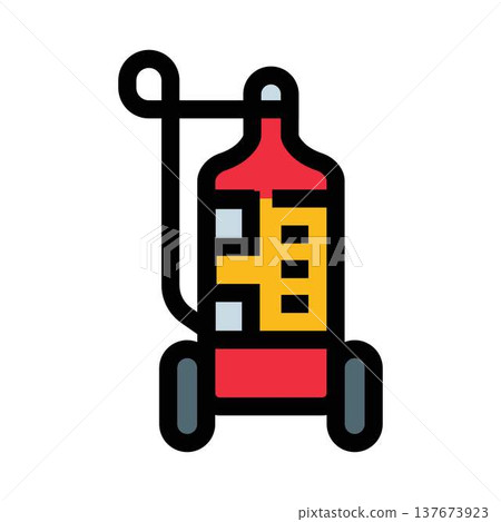 Portable fire extinguisher equipment for safety icon 137673923