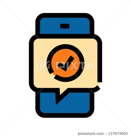 Smartphone receiving success checkmark message notification 137674005