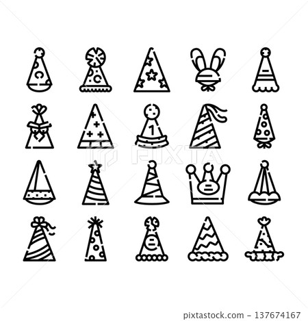 Party hats celebrating festive holiday events and birthdays Party hats celebrating festive holiday events and birthdays 137674167