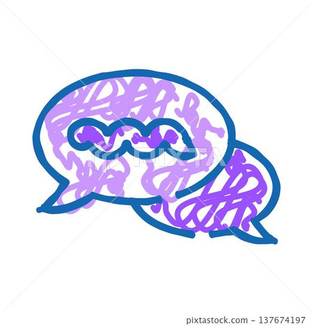Chat bubbles with messy lines indicating confusion or difficulty Chat bubbles with messy lines indicating confusion or difficulty 137674197