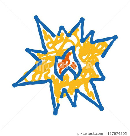 Cartoon style explosion with fire and star shape Cartoon style explosion with fire and star shape 137674205