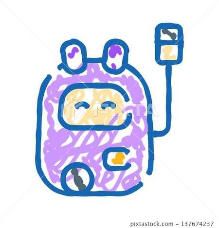 Cartoon robot mascot icon charging battery concept 137674237