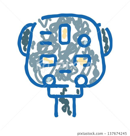 Robot head doodle drawing artificial intelligence concept Robot head doodle drawing artificial intelligence concept 137674245