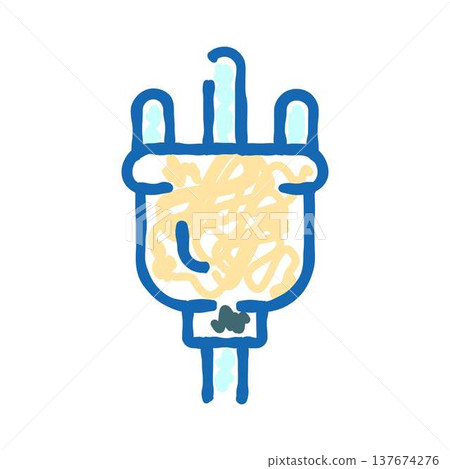 Electric plug outlet with tangled wires icon Electric plug outlet with tangled wires icon 137674276